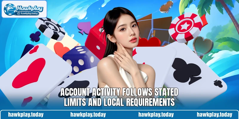 Account activity follows stated limits and local requirements