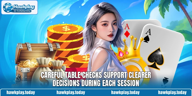 Careful table checks support clearer decisions during each session