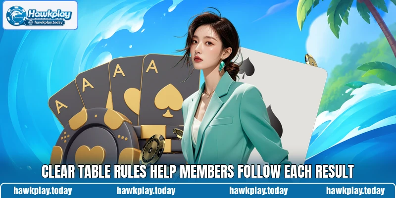 Clear table rules help members follow each result