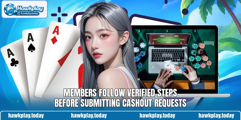 Members follow verified steps before submitting cashout requests