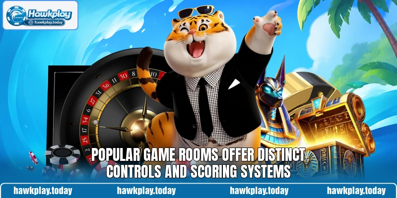 Popular game rooms offer distinct controls and scoring systems Popular game rooms offer distinct controls and scoring systems