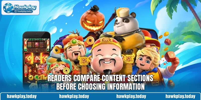 Readers compare content sections before choosing information