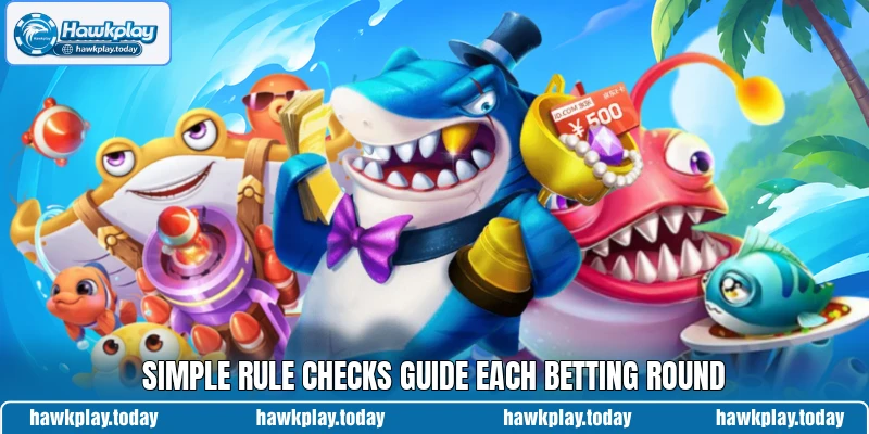 Simple rule checks guide each betting round Simple rule checks guide each betting round