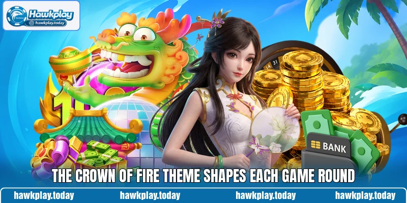The Crown of Fire theme shapes each game round The Crown of Fire theme shapes each game round