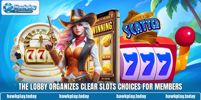 The lobby organizes clear slots choices for members